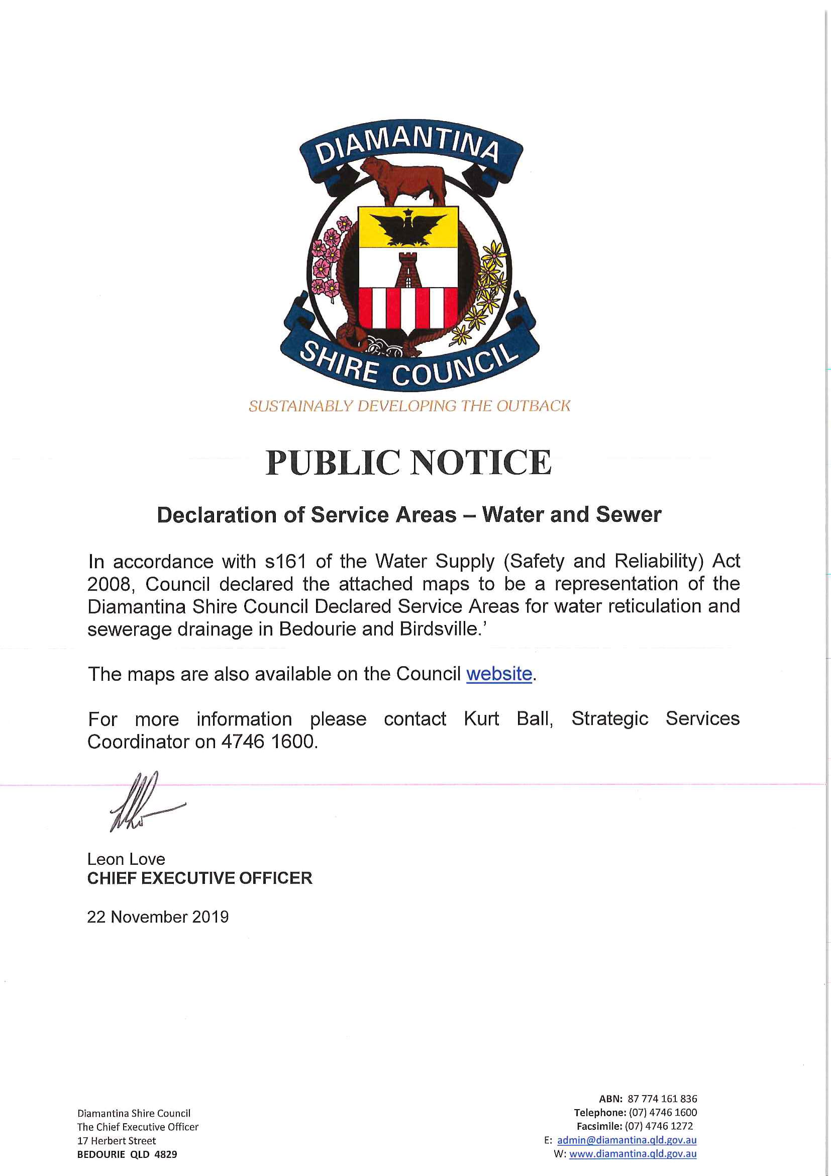 034 Public notice declaration of service areas water and sewer 1