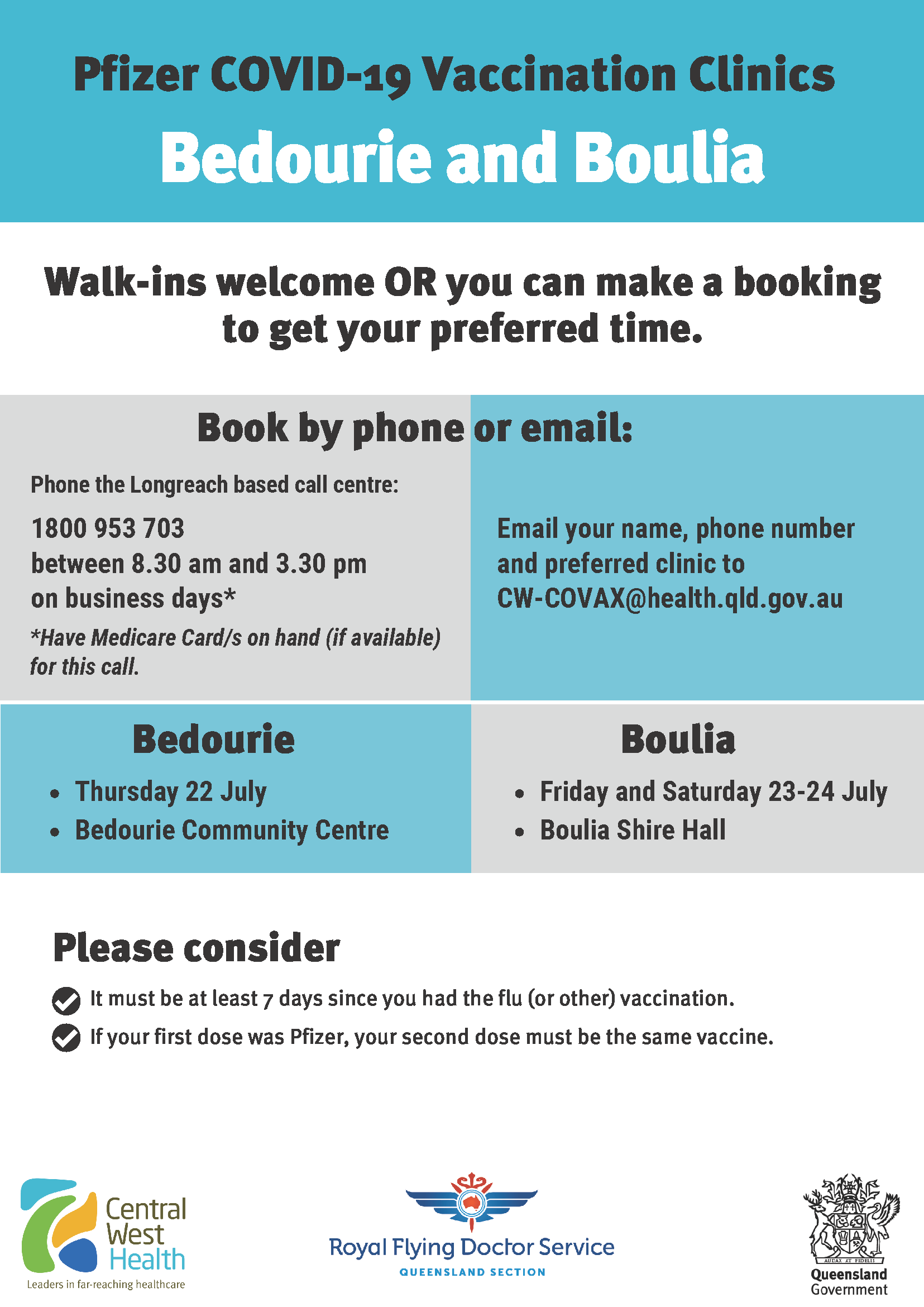 Pfizer COVID-19 Vaccination Clinics and Boulia