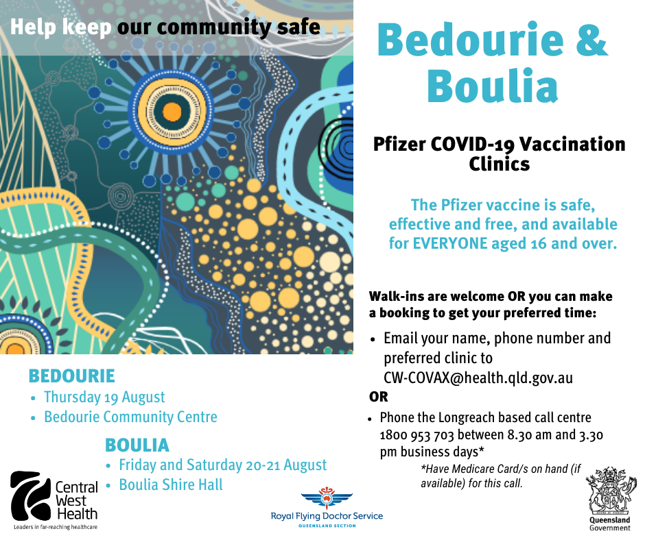 Pfizer COVID-19 Vaccination Clinics - Bedourie - Boulia - Birdsville