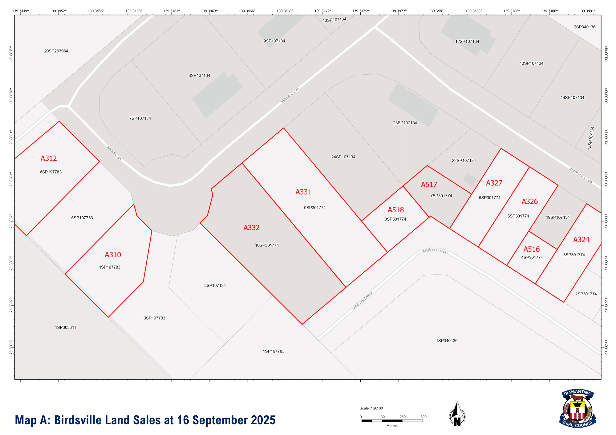 Birdsville land sales Map A at 16 september 2025