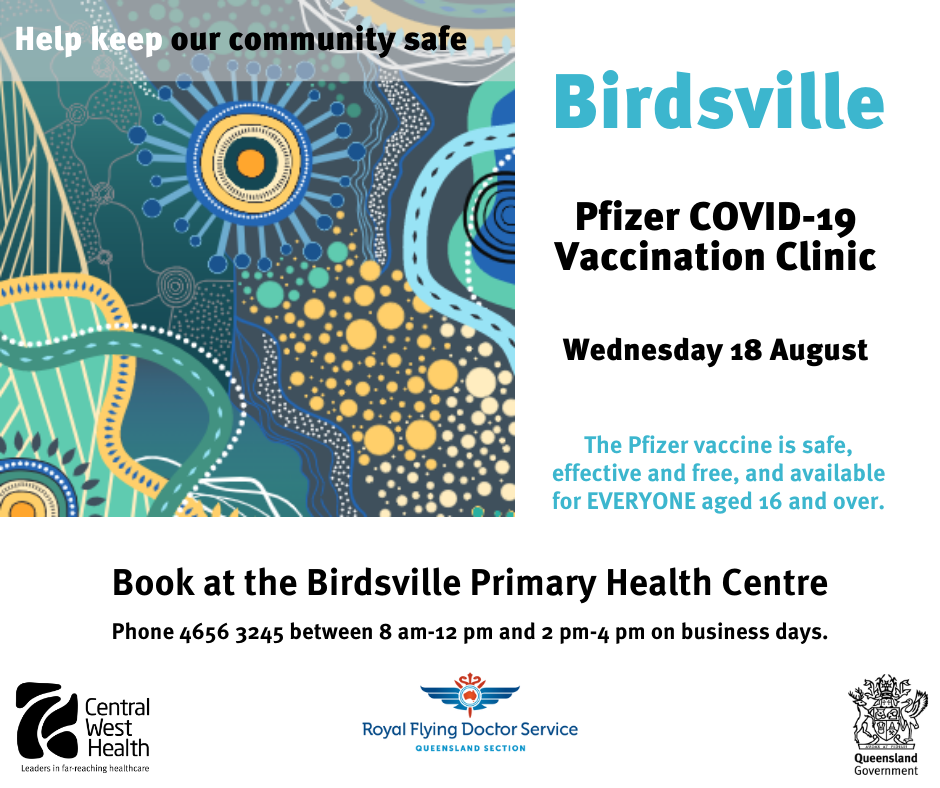 Pfizer COVID-19 Vaccination Clinics - Bedourie - Boulia - Birdsville