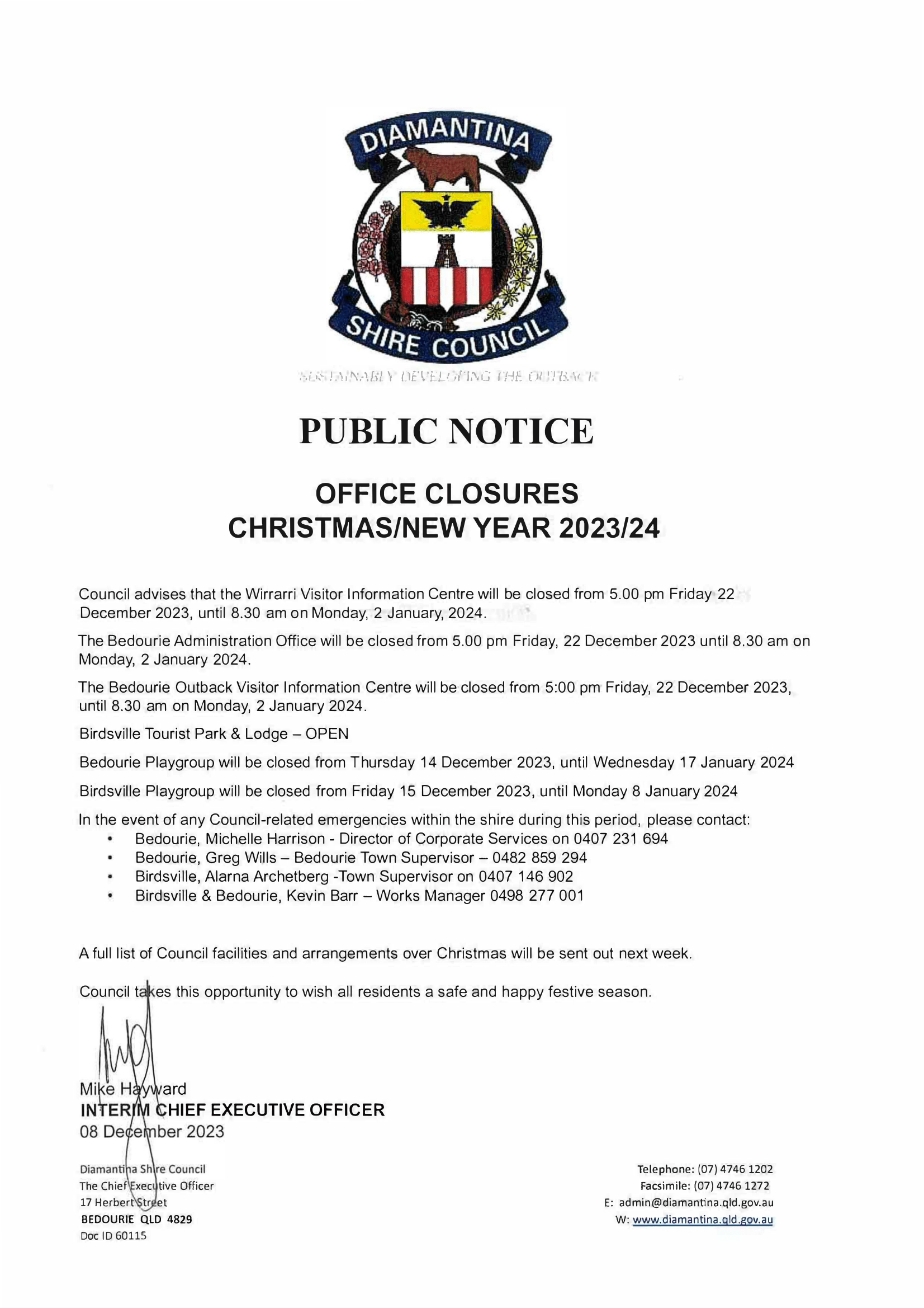 Christmas Closure