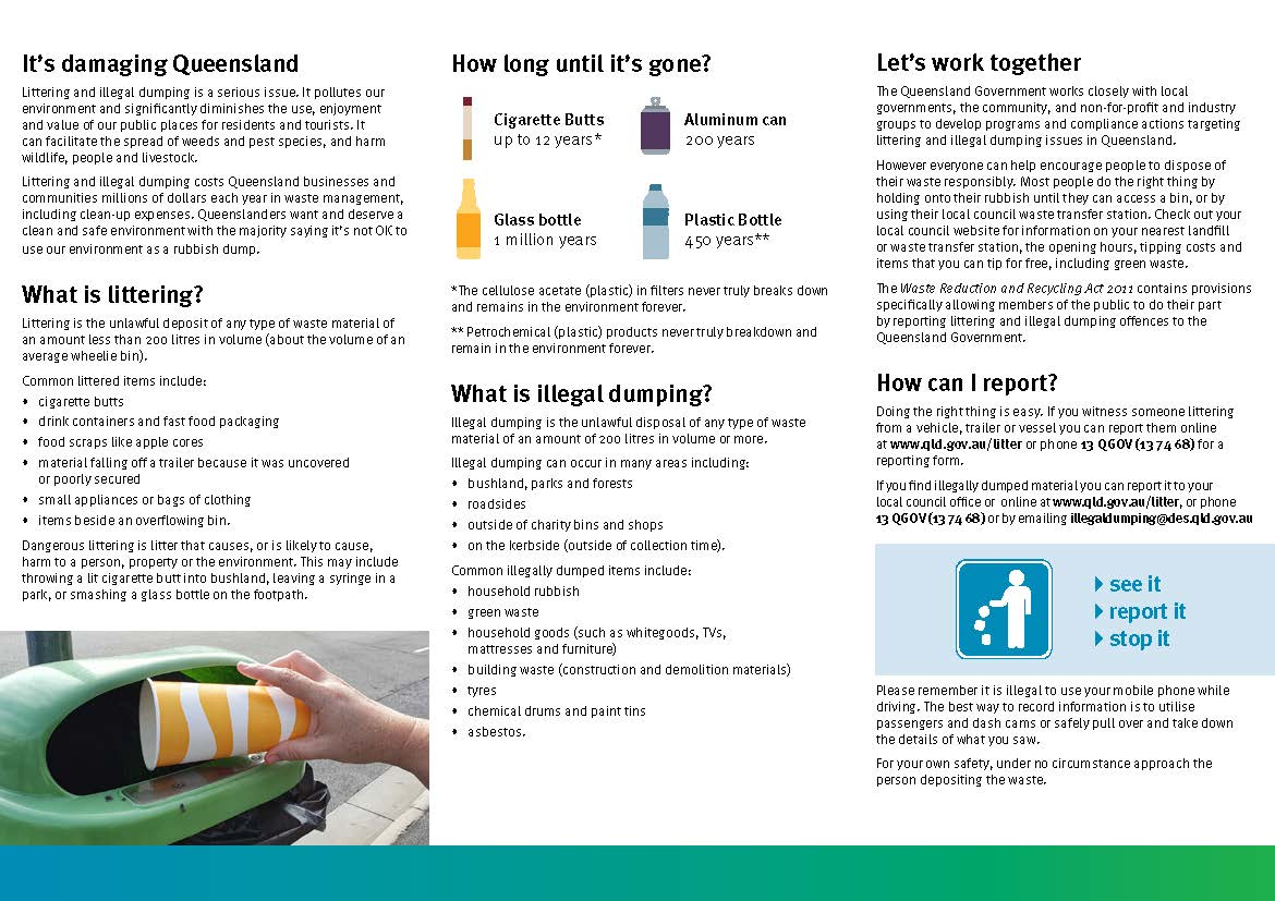 Release of "Keeping Queensland Clean: the Litter and Illegal Dumping Plan"
